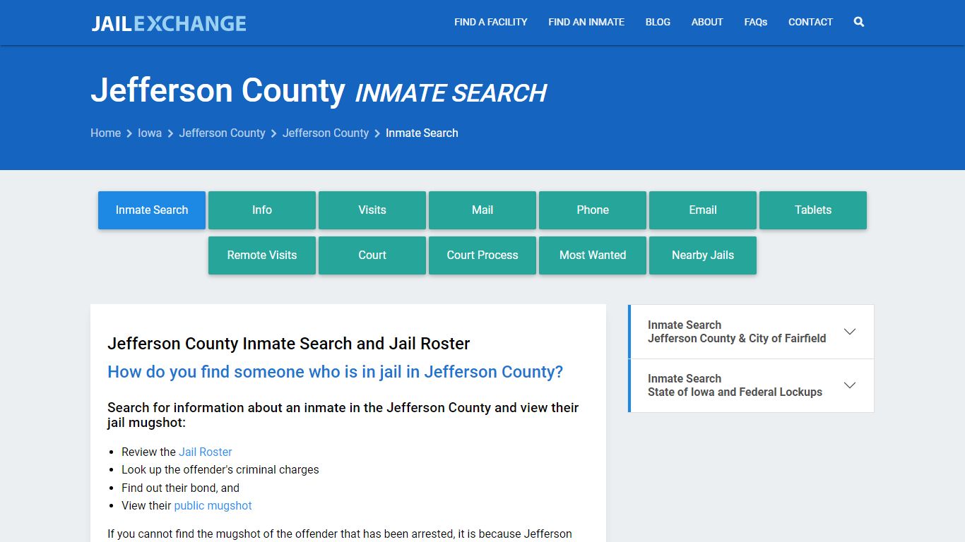 Inmate Search: Roster & Mugshots - Jefferson County, IA - Jail Exchange