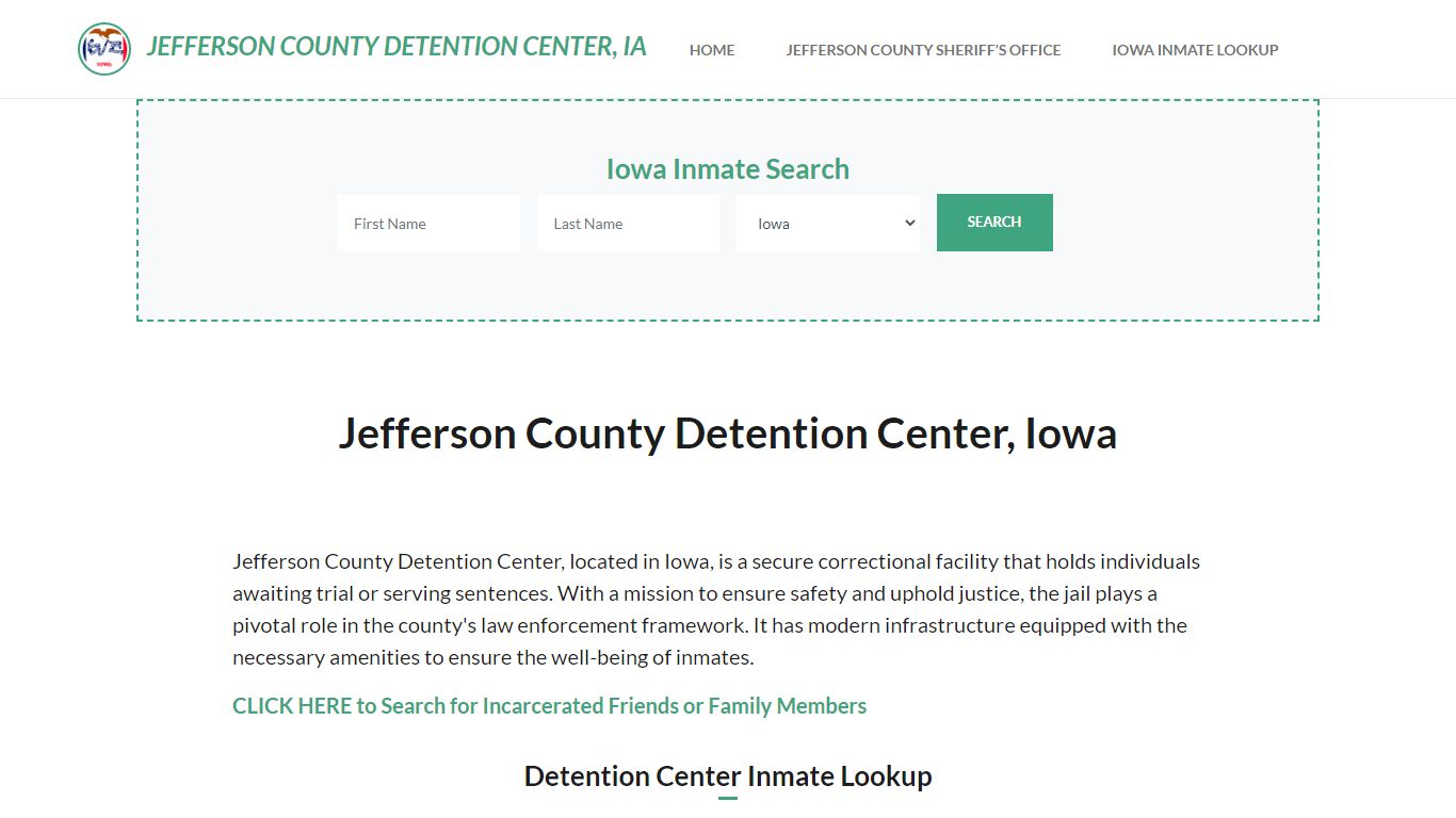 Jefferson County Detention Center, IA Inmate Roster, Offender Search